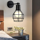 GobekUsa Black Iron Cage Wall Lamp: Retro Indoor Sconce for Bedroom, Bar, and Reading