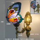 GobekUsa Butterfly Glass Sconces LED Wall Lamps Tiffany Mediterranean Bedroom Lighting