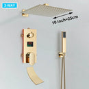 GobekUsa Gold Digital Display Shower Set with Rainfall Head - Waterfall Bath Shower System