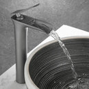 GobekUsa Grey Waterfall Brass Basin Faucet - Hot Cold Mixer Tap for Bathroom Sink