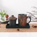 GobekUsa Dragon Purple Clay Tea Mug with Lid Strainer, Handmade Yixing Teacup