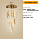GobekUsa Crystal Lustre Pendant Lights with Dimmable LED, Adjustable Cable - Gold Chrome Steel