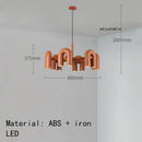 GobekUsa Art Deco Metal Chandelier in Black, Orange, and Gray - Adjustable Cord - Dining Room, Foyer, Bedroom Lighting
