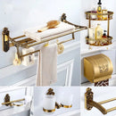 GobekUsa Bronze Carved Bath Accessories Set: Shelf, Towel Rack, Paper Holder, Toilet Brush Holder
