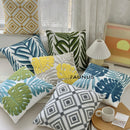 GobekUsa Leaf Embroidered Cotton Cushion Cover Set - Home Decor Pillow Covers 45x45