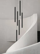 GobekUsa Cylindrical LED Staircase Chandelier Suspension Light - Modern Villa Water Pipe Fixture
