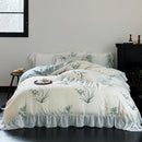 GobekUsa Lace Ruffles Princess Cotton Bedding Set, Floral Quilt Cover, Girls Wedding Home Textiles