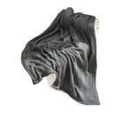 GobekUsa Cozy Double Layer Dark Gray Fishbone Knit Blanket - Versatile Autumn Winter Sofa Cover