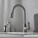 GobekUsa Gray Matte Kitchen Faucet | Pull Out Black Sink Tap Swivel Water Mixer