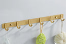 GobekUsa Brushed Gold Aluminum Robe Hooks Set of 4 - Bathroom & Kitchen Hangers