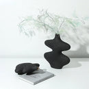 GobekUsa Geometric Ceramic Vase Set Black White Crafts Home Decor Flower Arrangement