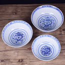 GobekUsa Dragon Pattern Blue and White Porcelain Ramen Soup Bowl
