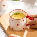 GobekUsa Love Heart Ceramic Mug: Hand-Painted Coffee Cup for Valentine's Day Gift