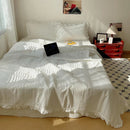GobekUsa Korean Princess Lace Ruffles Summer Quilt Bedspread - 3Pc Bedding Set