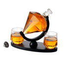 GobekUsa Globe Whiskey Decanter Set with Crystal Glasses - Lead-Free Hand-Blown Whisky Carafe