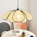 GobekUsa Creamy Abaca Fabric Led Pendant Light - Nordic French Wabi Sabi Suspend Lamp