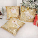 GobekUsa Christmas Snowman Elk Santa Claus Gold Embroidered Pillowcase