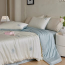 GobekUsa Cartoon Embroidery Comforter Set with Silky Cooling Touch Fitted Sheet - Luxury Rayon Bedding Set