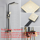 GobekUsa Black Gold Shower Faucet Set with Bidet Function, Wall Mounted Rainfall Mixer