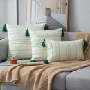 GobekUsa Green Black Stripe Crochet Cushion Cover 50X50CM