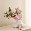 GobekUsa Girl Statues Vase Ornaments Office Decor Figurines TV Cabinets Floral Accessories