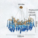 GobekUsa Blue Crystal Chandelier: Luxe Living Room LED Lighting