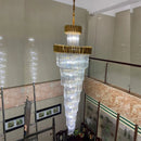 GobekUsa Crystal LED Chandeliers: Luxury Multi-layer Staircase Lighting, Black Stainless Steel