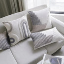 GobekUsa Boho Loop Pillowcase - Grey Beige Tufted Cushion Cover for Home Decoration