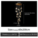 GobekUsa Diamond Crystal Chandelier Staircase LED Golden Chandeliers Lighting for Luxurious Home Décor