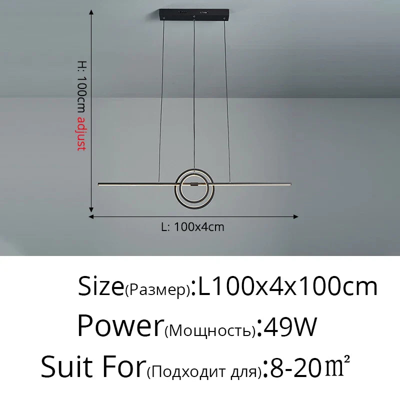 GobekUsa LED Ceiling Chandelier: Modern Minimalist Kitchen Dining Table Lighting, photo 9 of 12