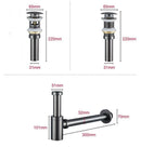 GobekUsa Brass Round Siphon P-Trap Set with Pop-Up Drainer Gun Grey