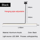 GobekUsa Black LED Chandelier: Modern Dimmable Pendant Lights for Dining Room & Kitchen.