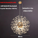 GobekUsa Dandelion Spark LED Chandelier – Modern Art Crystal Lamps for Home Decor