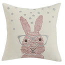 GobekUsa Bunny Cushion Cover Pink White Floral Embroidered Easter Home Sofa Decoration