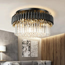GobekUsa Gold Black Crystal Ceiling Chandelier - Round LED Pendant for Living Room Lighting