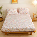 GobekUsa Green Leaf Flower Fitted Sheet Set with 2 Pillowcases for All Seasons