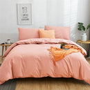 GobekUsa Cotton 4pcs Bedding Set Double Queen Solid Color Duvet Cover Flat Bed Sheet