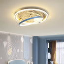 GobekUsa Kids Moon Astronaut LED Ceiling Light for Eye Care in Blue Pink Carton Theme