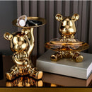 GobekUsa Bear Ornaments Key Trays Cosmetic Boxes Cartoon Figurines Desktop Decorations