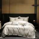 GobekUsa Luxe Embroidered Cotton Bedding Set: Duvet Cover, Pillowcases, Flat Sheet
