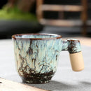 GobekUsa Ceramic Latte Mug with Wooden Handle for Coffee and Tea Menstruum
