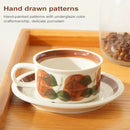 GobekUsa Hand-Drawn Ceramic Espresso Cup with Saucer, 8oz Cappuccino Cups