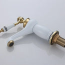 GobekUsa High Quality White Ceramic Basin Faucet with Golden Finish