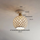 GobekUsa Blue Hollow-out Ceramic LED Ceiling Lamp