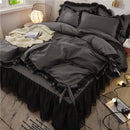 GobekUsa Korean Bed Skirt Set with Ruffled Edges - Solid, Skin-Friendly Bedding Kit