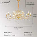 GobekUsa Gold Crystal Chandelier with Lamp Shade for Elegant Living Room, Bedroom, and Kitchen