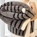 GobekUsa Jacquard Blanket: Winter Thickened Lamb Wool Nap Shawl for Living Room