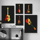 Abstract Electric Guitar Canvas Print - Music Wall Art by GobekUsa