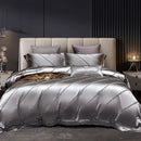 GobekUsa Gold Leaves Jacquard Cotton Bedding Set with Smooth Egyptian Cotton Duvet Cover