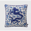 GobekUsa Indigo Blue Dragon Velvet Pillow Cover 60x60cm Eclectic Style Home Decor